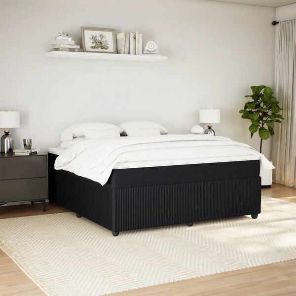 vidaXL Boxspring met matras fluweel zwart 180x200 cm