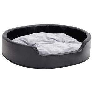 vidaXL Hondenmand 79x70x19 cm pluche en kunstleer zwart en grijs