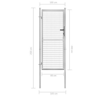 vidaXL Poort 105x250 cm gegalvaniseerd staal zilverkleurig