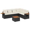 vidaXL 7-delige Loungeset met kussens poly rattan zwart