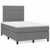 vidaXL Boxspring met matras en LED stof donkergrijs 120x190 cm