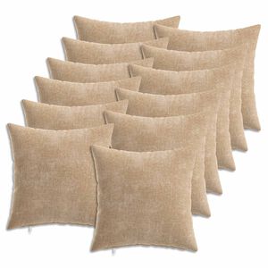 vidaXL Kussen 12 st HEERLEN Taupe 40 x 40 cm Chenille Stof