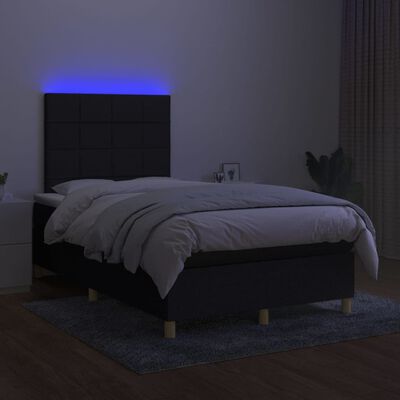 vidaXL Boxspring met matras en LED stof zwart 120x200 cm