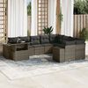 vidaXL 10-delige Loungeset met kussens poly rattan grijs