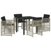 vidaXL Tuin eettafelset 5 st Lichtgrijs poly rattan