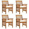 vidaXL Tuinstoelen 4 stuks met kussens, massief acaciahout