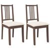 vidaXL Eetkamerstoelen met kussens 2 st massief hout rubber bruin