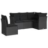 vidaXL 5-delige Loungeset met kussens poly rattan zwart