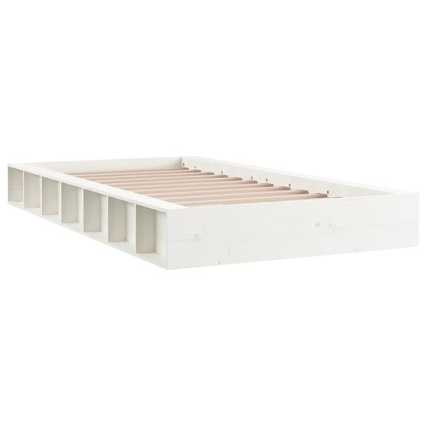 vidaXL Bedframe massief hout wit 90x200 cm