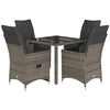vidaXL 5-delige Tuinset met kussens poly rattan grijs
