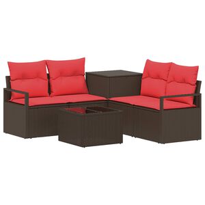 vidaXL Bankstel 6 st Bruin en Rood 55 x 55 x 37 cm