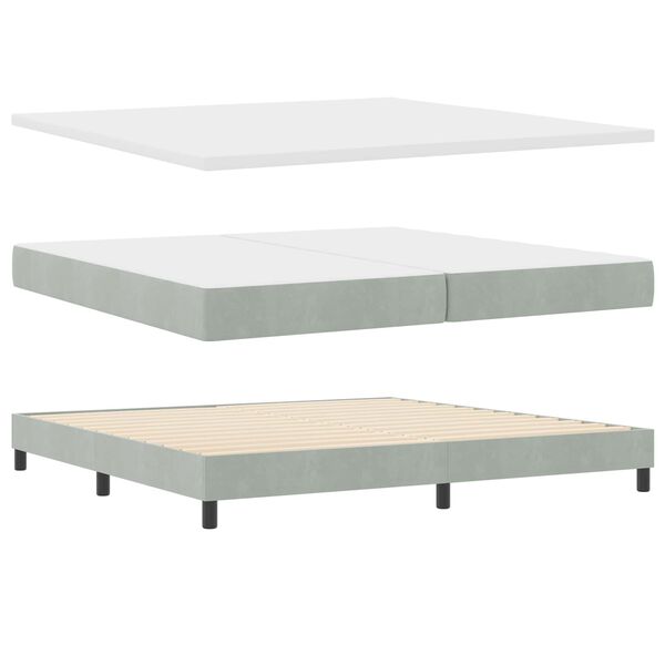 vidaXL Boxspringbed met matras Lichtgrijs 200 x 200 cm Fluweel