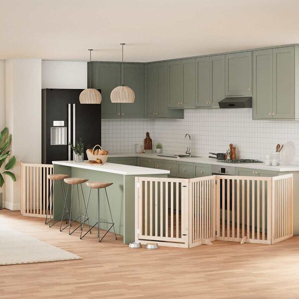 vidaXL Hondenhek inklapbaar met deur 8 panelen 640 cm populierenhout