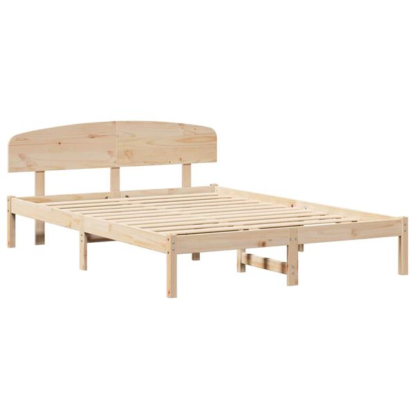 vidaXL Bedframe met hoofdeinde Naturel 160 x 200 cm Massief grenenhout