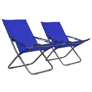 vidaXL Opklapbare stoelen, 2 stuks, stof, blauw