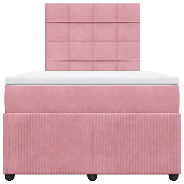 vidaXL Boxspring met matras fluweel roze 120x200 cm