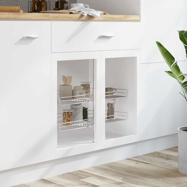 vidaXL Draadmand keuken 2-laags 180 graden 75x38x80 cm zilverkleurig