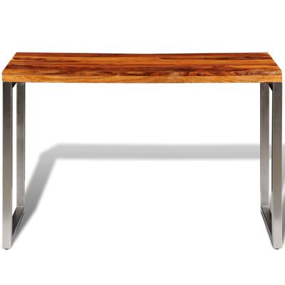 vidaXL Eettafel/bureau met stalen poten massief hout