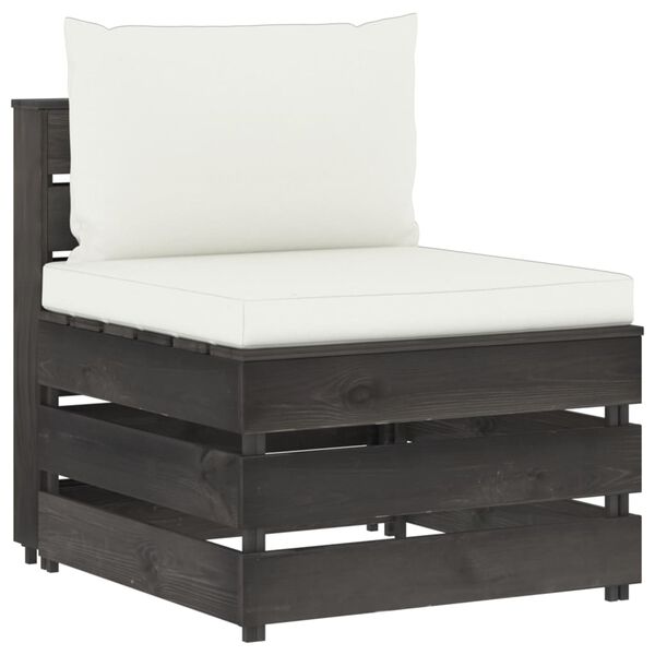 vidaXL 3-delige Loungeset met kussens grijs ge&iuml;mpregneerd hout