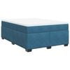 vidaXL Boxspring met matras fluweel donkerblauw 140x190 cm