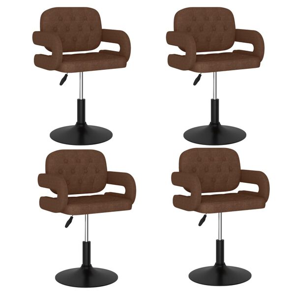 vidaXL Eetkamerstoelen draaibaar 4 st stof bruin
