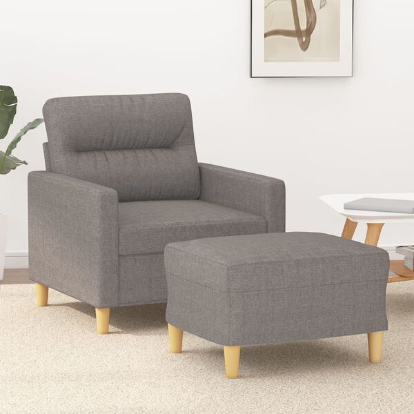 vidaXL Fauteuil met voetenbank 60 cm stof taupe