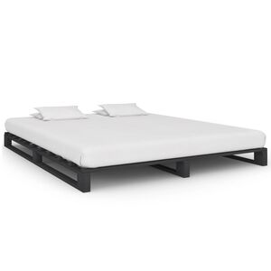 vidaXL Bedframe pallet massief grenenhout grijs 180x200 cm