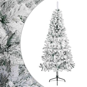 vidaXL Kunstkerstboom 210 cm PVC en staal Groen en Wit
