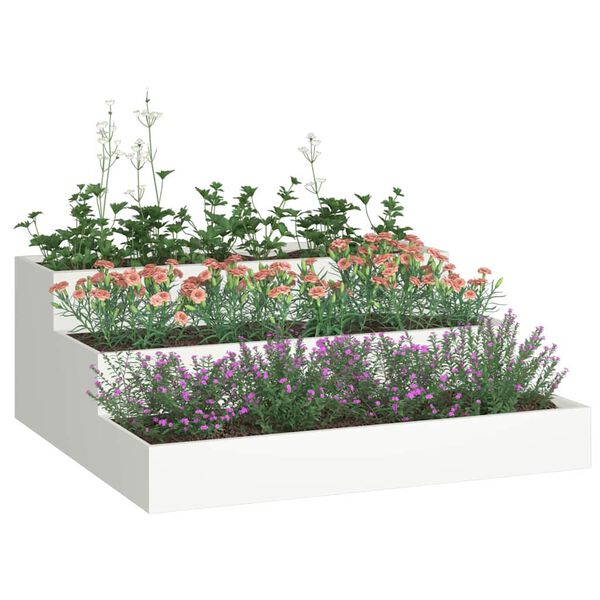 vidaXL Tuin Bloempot Wit 90 x 90 x 35 cm Koudgewalst staal