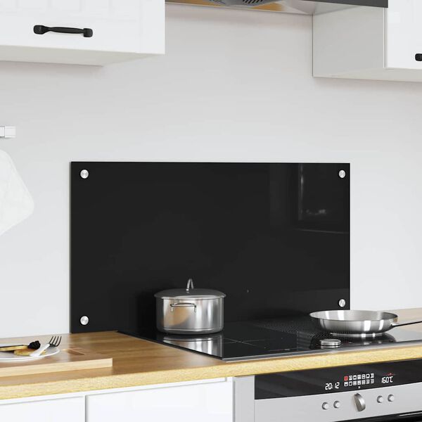 vidaXL Keuken Achterwand Zwart 80 x 40 cm gehard glas