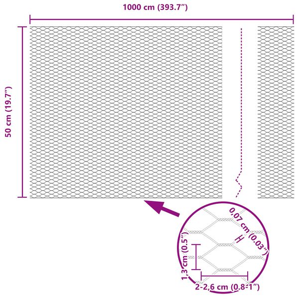 vidaXL Hexagon Hek Groen 0,5 x 10 m PVC