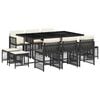 vidaXL 11-delige Tuinset met kussens poly rattan zwart