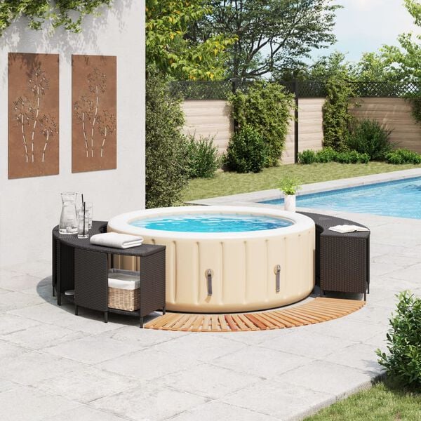 vidaXL Hottub-ombouw poly rattan en massief acaciahout zwart