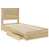 vidaXL Opslag bed met hoofdeinde Sonoma Eiken 90 x 200 cm Bewerkt hout