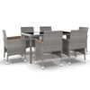 vidaXL 7-delige Tuinset poly rattan en gehard glas grijs