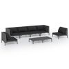 vidaXL 7-delige Loungeset met kussens poly rattan donkergrijs