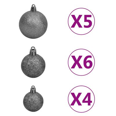 vidaXL Kunstkerstboom met verlichting en kerstballen 150 cm PVC wit
