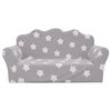 vidaXL Kinderbank 2-zits met sterren zacht pluche lichtgrijs