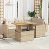 vidaXL 5-delige Loungeset met kussens poly rattan en acaciahout beige