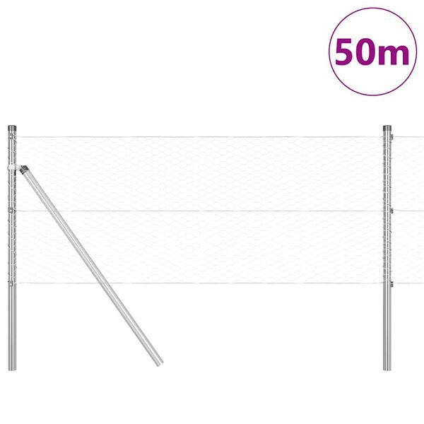 vidaXL Afrasteringspaal Zilver 50 x 0,6 m (25 mm gaas) Staal