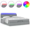 vidaXL Ottoman bed met matrassen en LED's 200x200cm stof lichtgrijs