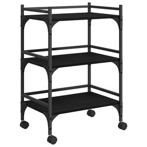 vidaXL Keuken Trolley Zwart Eiken 50 x 35 x 75.5 cm Bewerkt hout