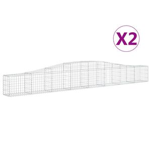 vidaXL Schanskorven 2 st gewelfd 400x30x40/60 cm ijzer