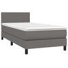 vidaXL Boxspring met matras en LED kunstleer grijs 80x200 cm