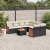 vidaXL 9-delige Loungeset met kussens poly rattan zwart