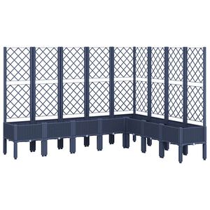 vidaXL Plantenbak met latwerk 200x160x142 cm polypropeen blauwgrijs