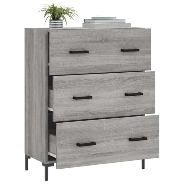 vidaXL Dressoir 69,5x34x90 cm bewerkt hout grijs sonoma eikenkleurig