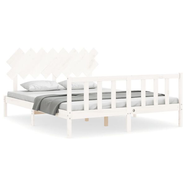 vidaXL Bedframe zonder matras massief grenenhout wit 160x200 cm