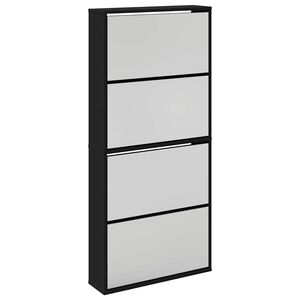 vidaXL Schoenenkast met spiegel 4-laags 63x17x134 cm zwart