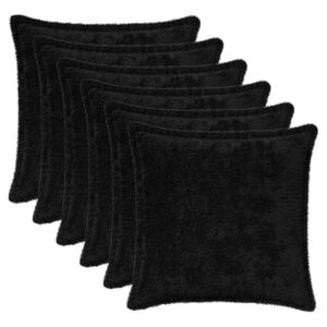 vidaXL Kussensloop 6 st HOUTEN Zwart 30 x 30 cm Nep Konijnenbont